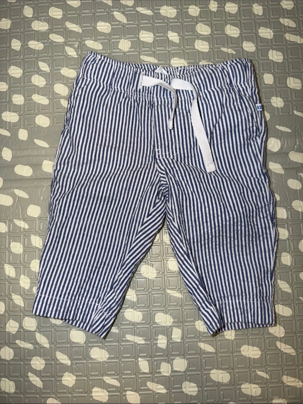Ruggedbutts Baby Blue & White Seersucker Drawstring Pants